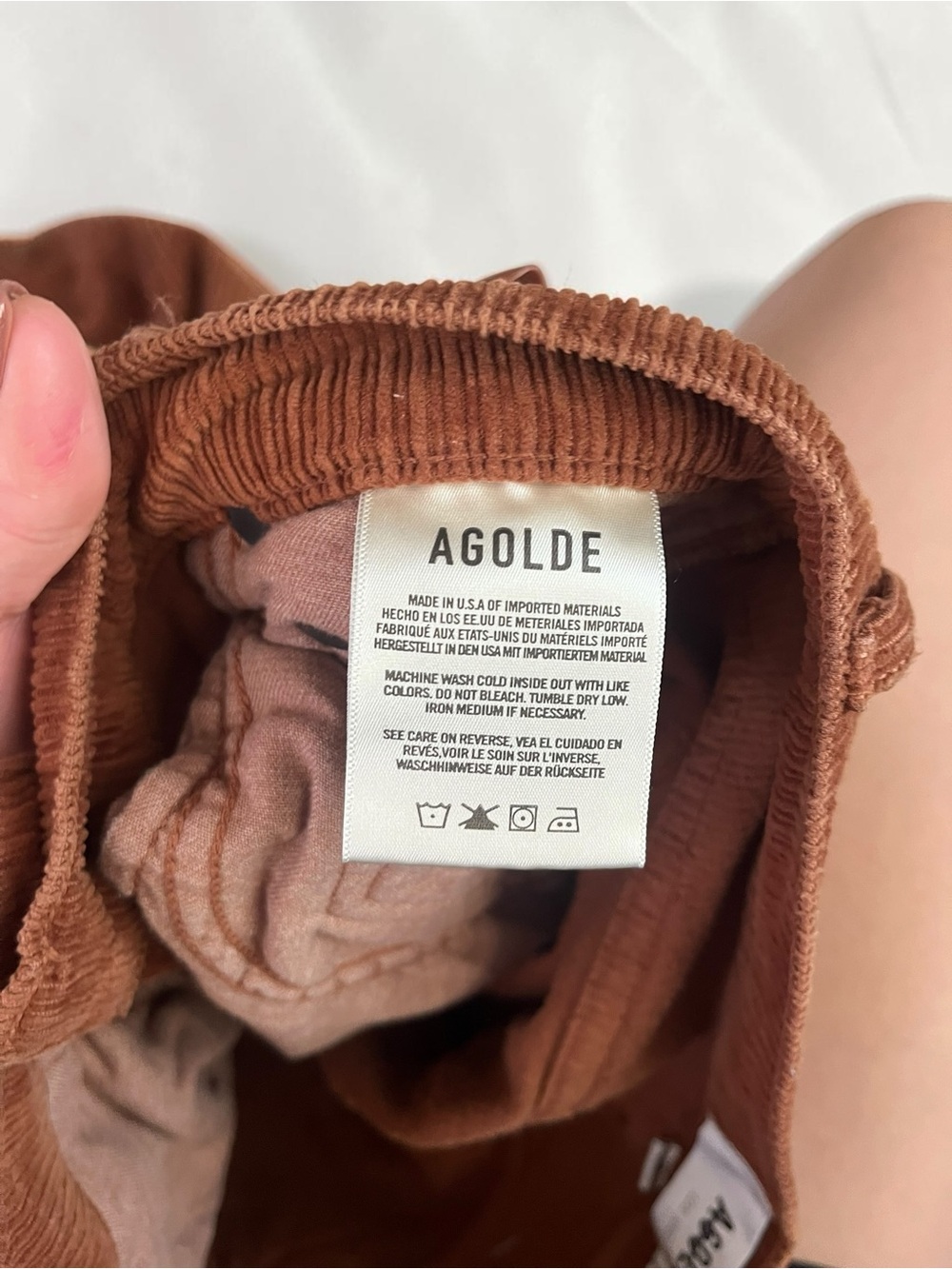 AGOLDE Riley High-Rise Straight-Leg Corduroy Pants Rust-Brown Size 26 - Picture 7 of 10
